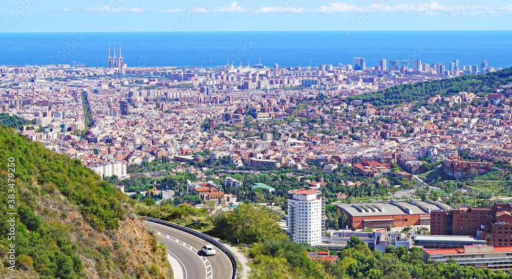 Fototapeta premium Barcelona desde Collserola, Barcelona, Catalunya, España,