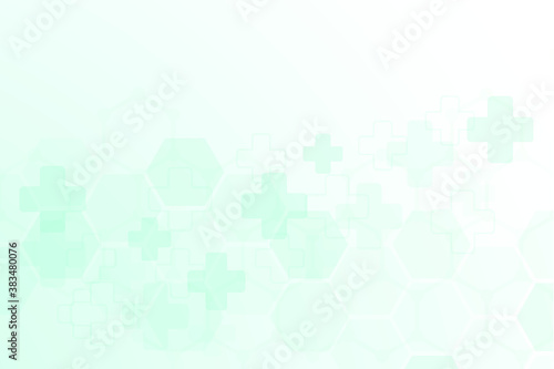 Abstract healthy and medical background. Technology and science wallpaper template with hexagonal shape. Soft blue color medical banner template with space for text. Business vector illustration.