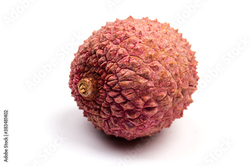 Ripe lychee isolated on white background. Close up