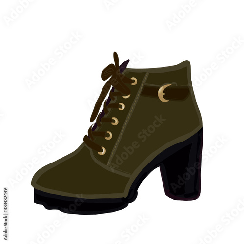 green heeled boot