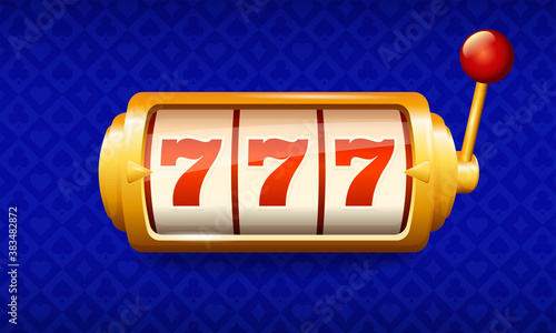 Casino logo. Gaming machine, win, three sevens, vector illustration