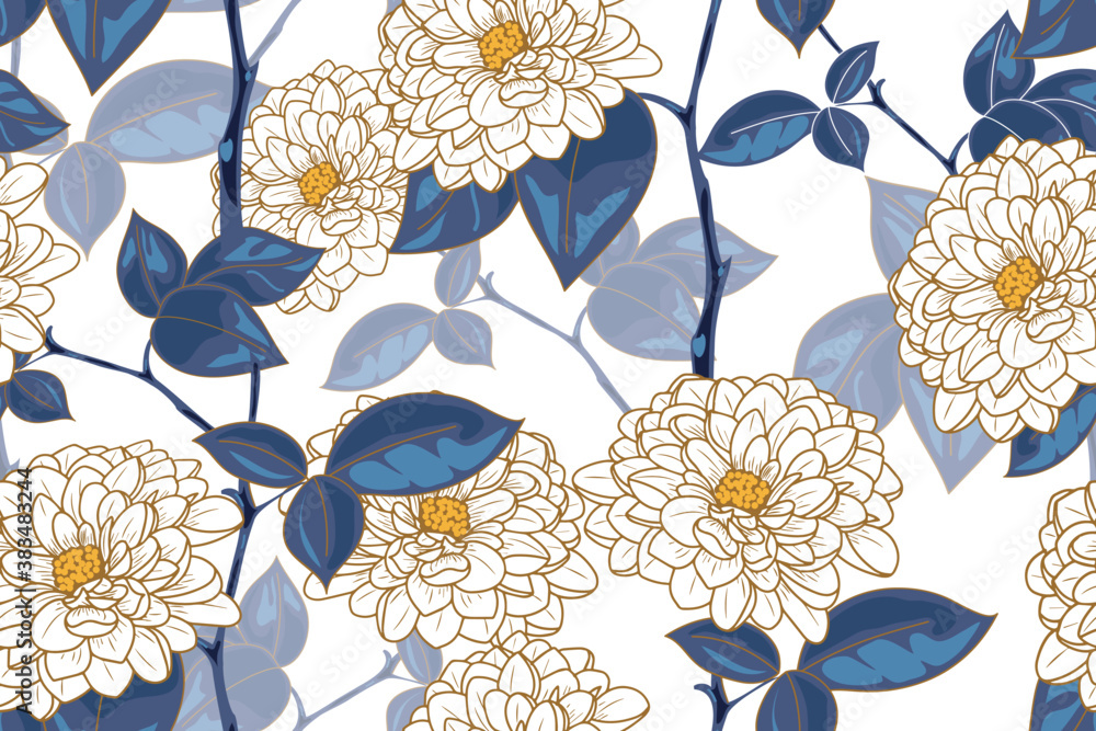 Seamless pattern of floral concept with vintage style Stock Vector ...
