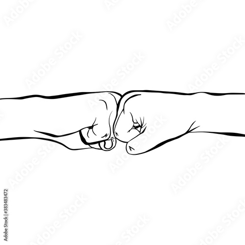 Two clenched fists bumping together