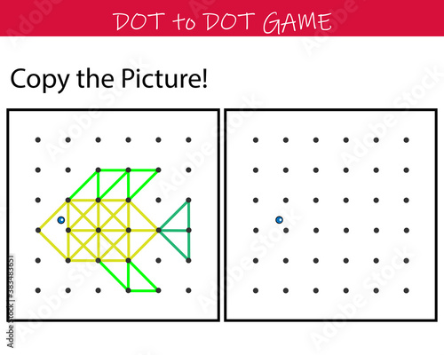 Educational game for kids - Copy picture. Simple exercise. Drawing using dots. Vector illustration for geoboard.