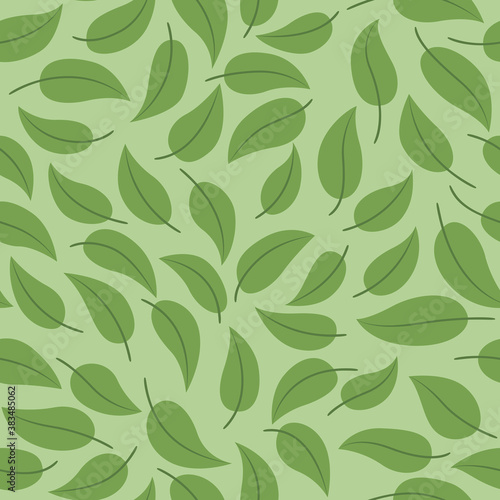 Japanese Green Leaf Vector Seamless Pattern