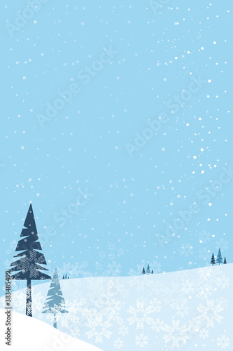 Christmas card with snowflakes lanscape.