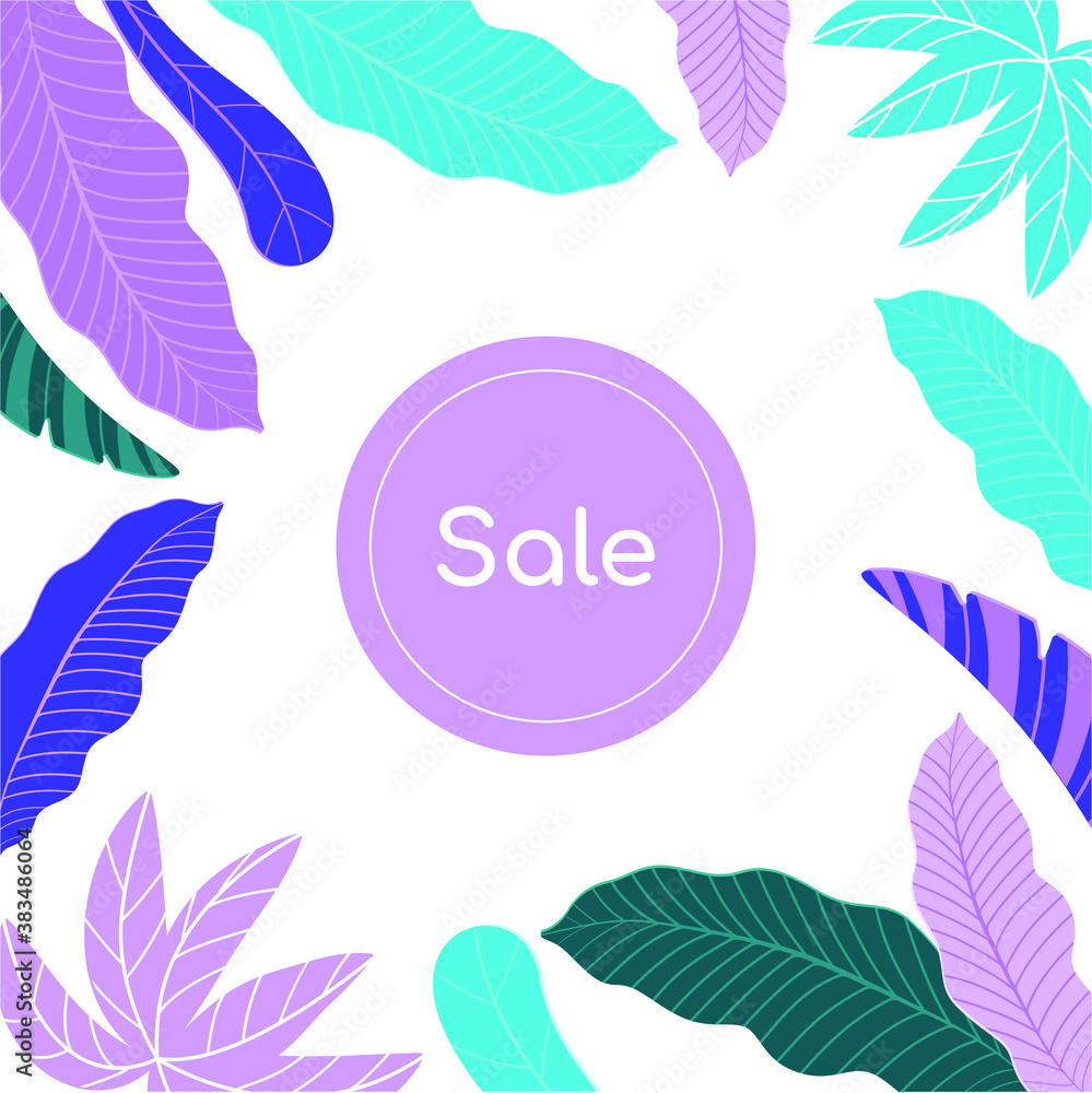 Sales banner  with floral elements 