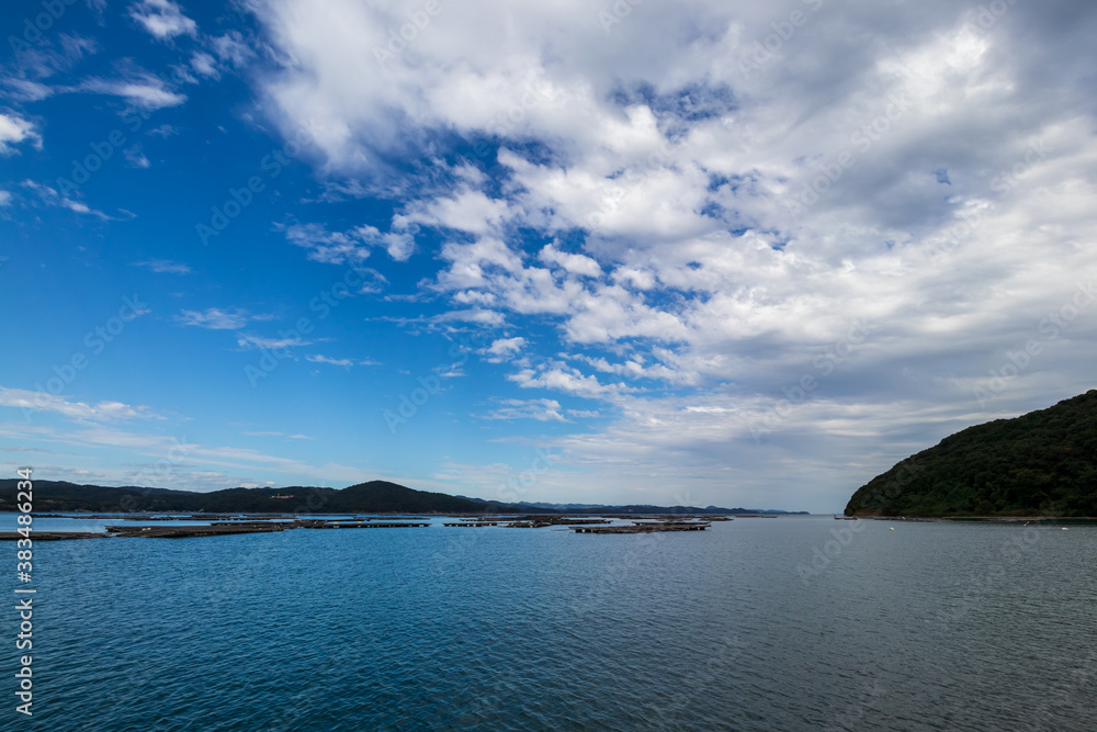 岡山県片上湾の牡蠣筏