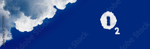 Photos Oxygen formula cloud against blue sky