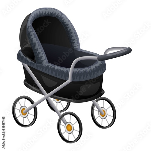 Pram baby icon. Cartoon of pram baby vector icon for web design isolated on white background