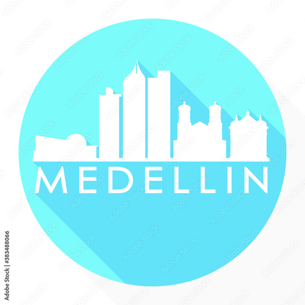 Fototapeta premium Medellin Colombia Flat Icon Skyline Silhouette Design City Vector Art Logo.