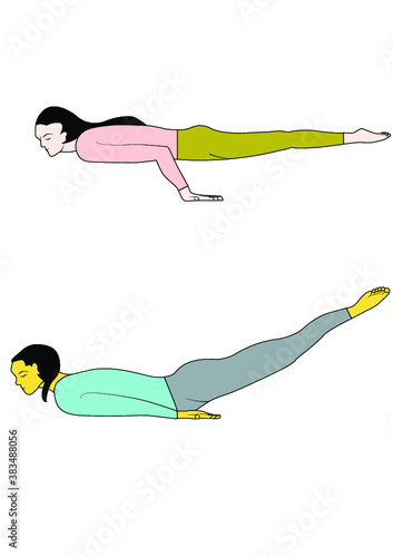 woman doing yogasan. it strengthens mind & body. it keeps body physically fit.