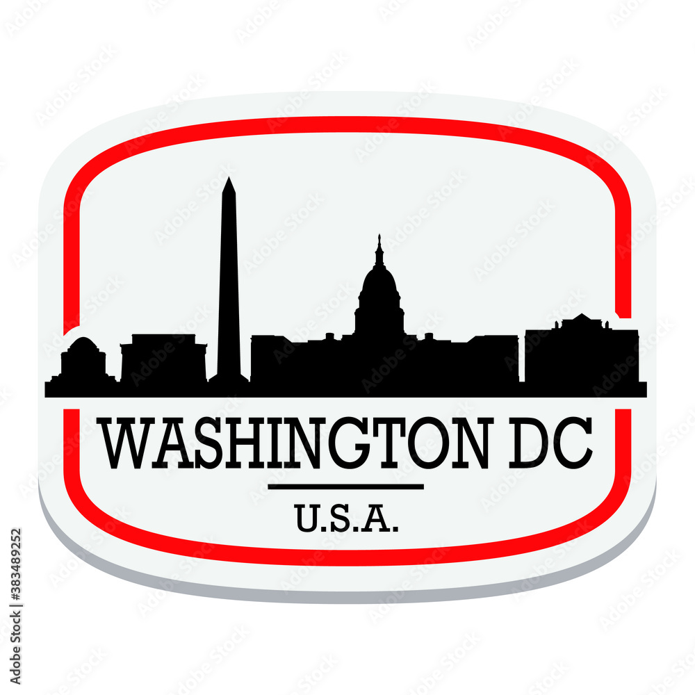 Washington DC USA Label Stamp Icon Skyline City Design Tourism Logo.