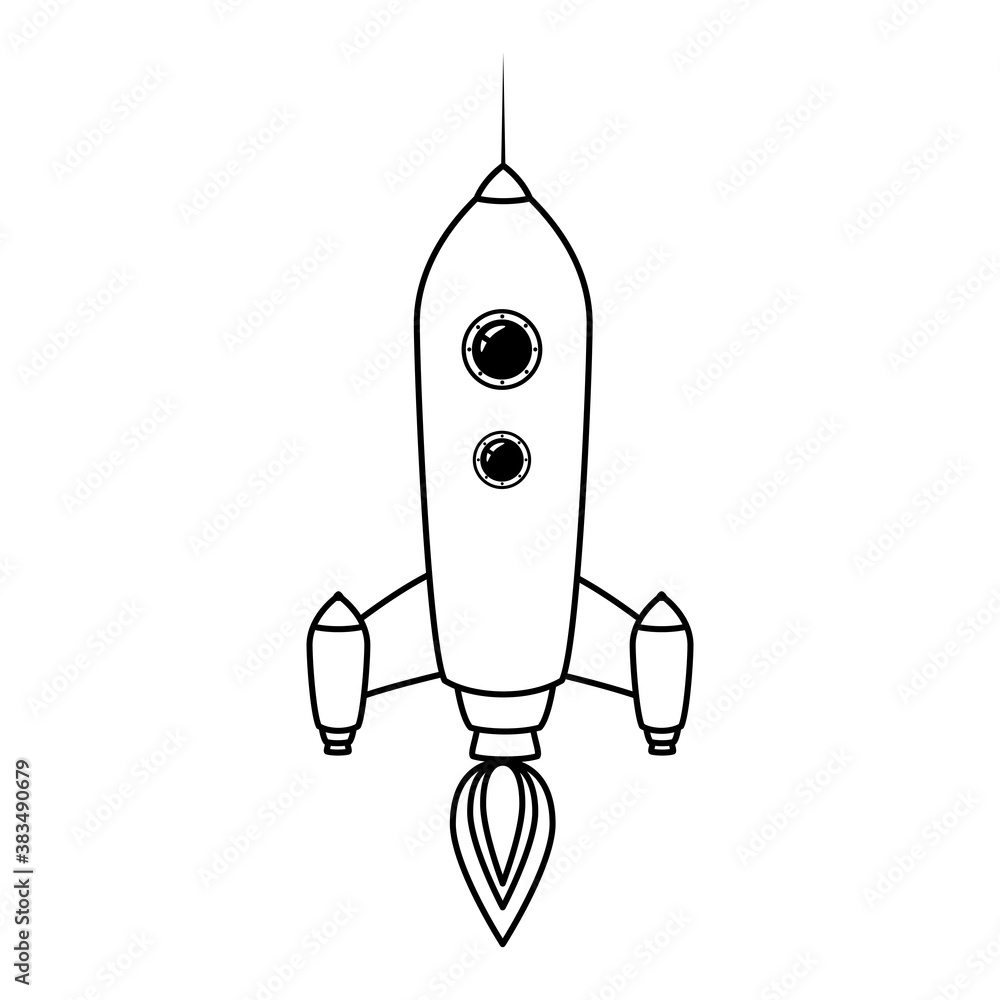 Rocket space ship retro icon line Rocket space ship retro icon line