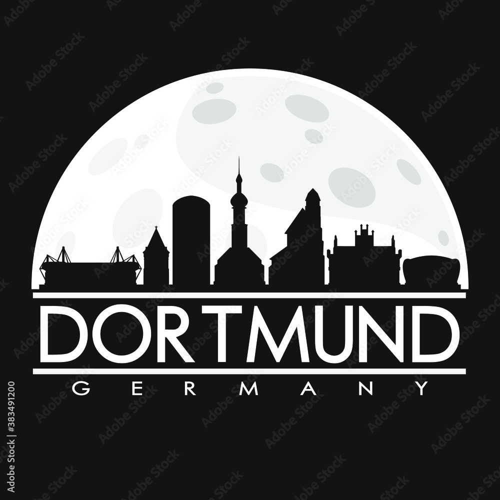 Dortmund Germany Skyline City Flat Silhouette Design Background.