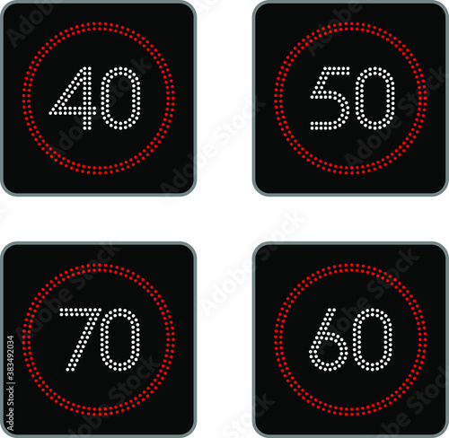 LED speed limit signs showing normal speed limits.