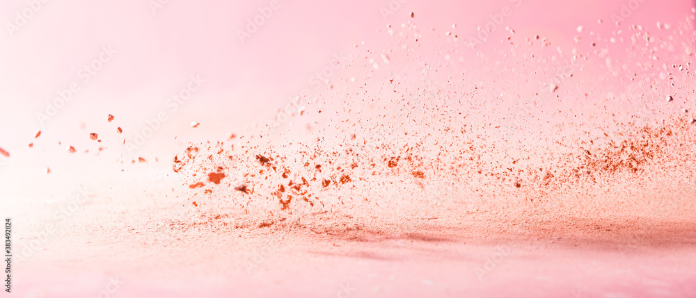 Splash of Natural Make up Tints on pink Background - obrazy, fototapety, plakaty 