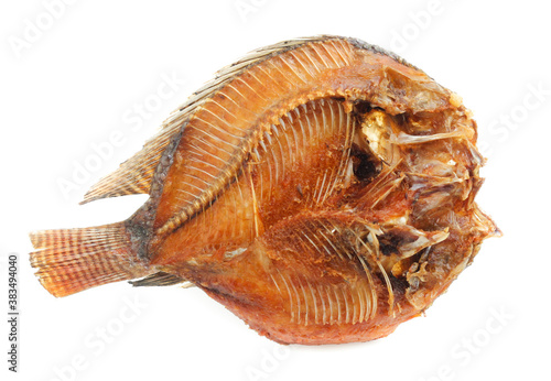 Fried Dried Fish isolated on white background photo