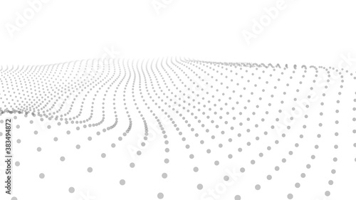 Futuristic white futuristic background. Wave with connecting dots and lines on wave background. Abstract interlacing lines and points. Digital connection of elements. Imitation waves.