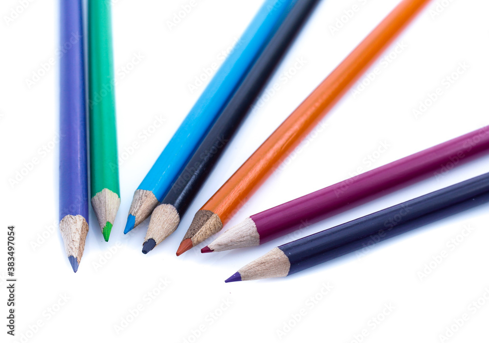 Fototapeta premium Color pencils isolated on white background.