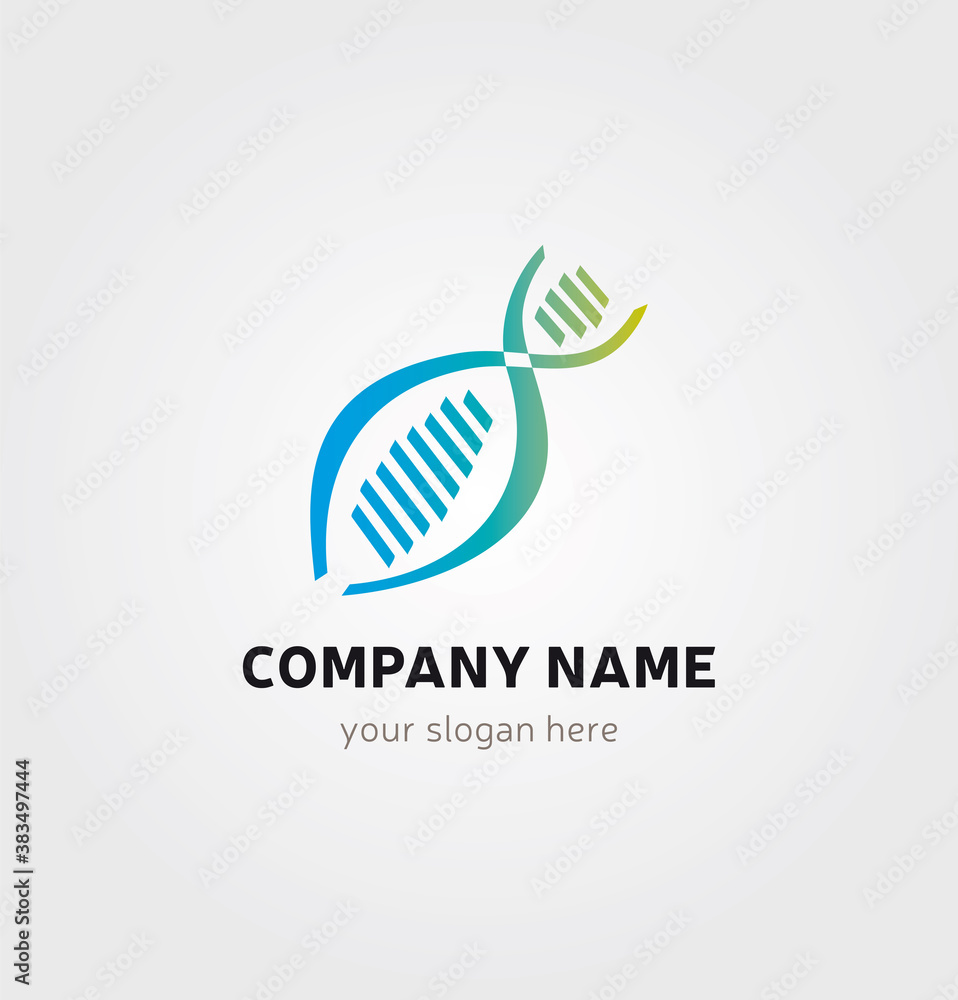 Fototapeta premium Logo Icône ADN Génétique Double Spirale Société Pharmaceutique Charte Graphique Entreprise Plusieurs Couleurs