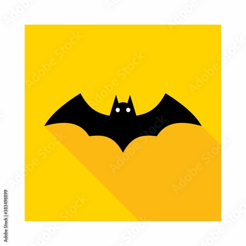 Halloween bat icon with glowing eyes, Halloween holiday.