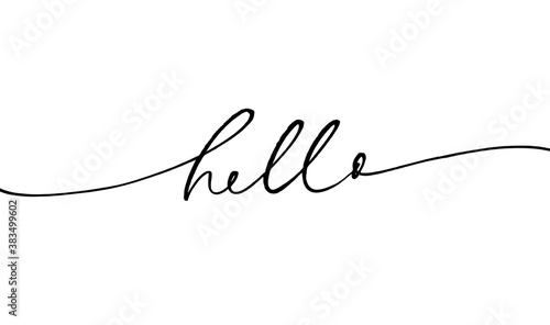 Hello modern brush vector calligraphy. Hand drawn brush style quote. Welcome lettering sign. Lettering for banner, poster and sticker concept with text Hello. Icon message isolated on white background