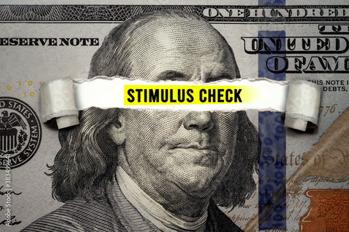 Photos Torn bills revealing Stimulus Check words