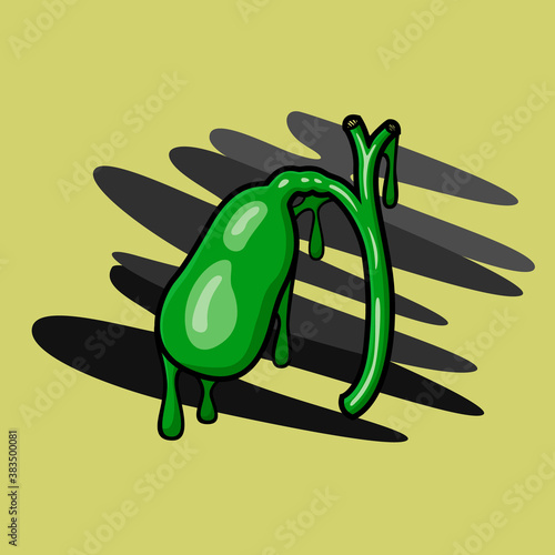 Image of human organs in the style of leaking paint. Gallbladder. Images intended for art, medicine, and more.
