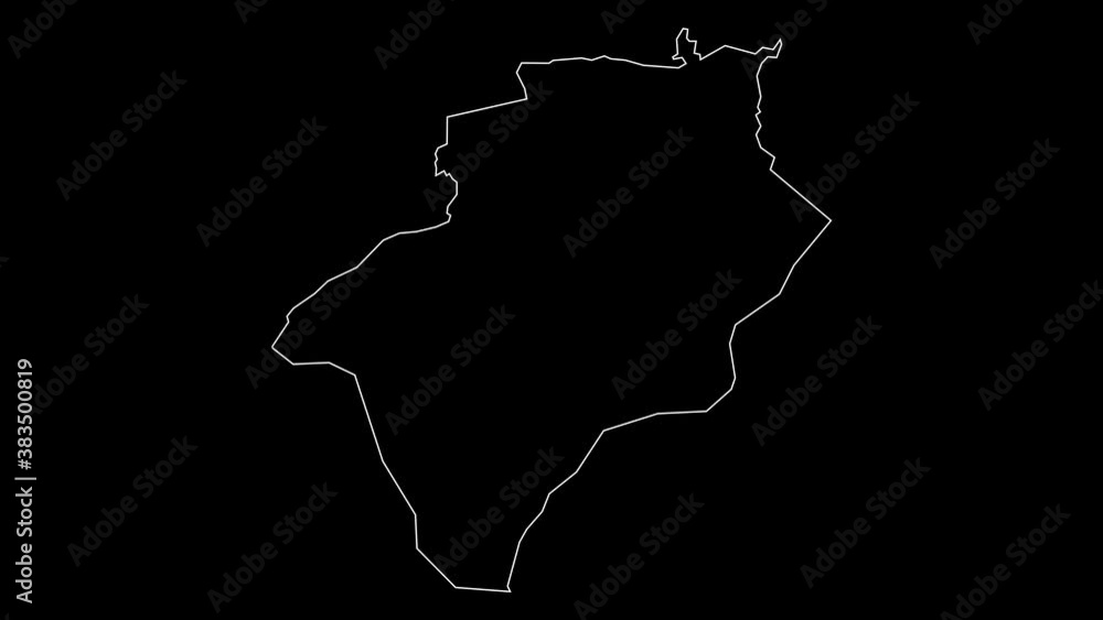 Bechar Algeria provinces map outline animation Bechar Algeria provinces map outline animation