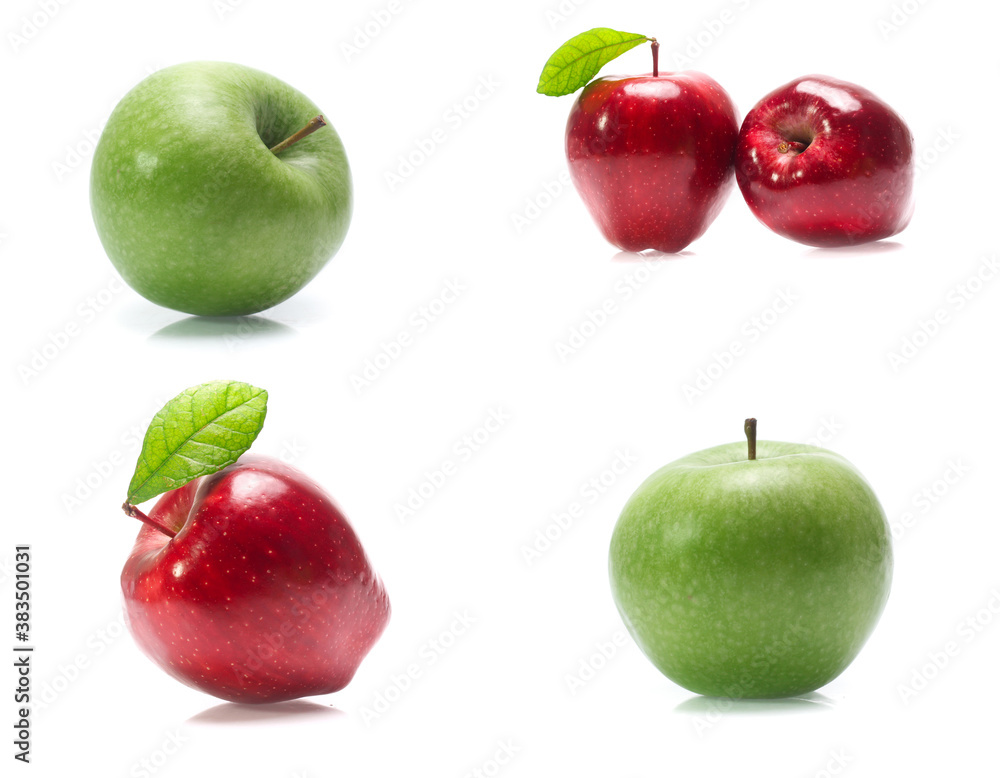 Green apple isolated on white background (set mix collection) Green apple isolated on white background (set mix collection)
