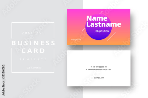 Trendy minimal abstract business card template. Modern corporate stationery id layout with geometric pattern. Vector fashion background design with information sample name text.