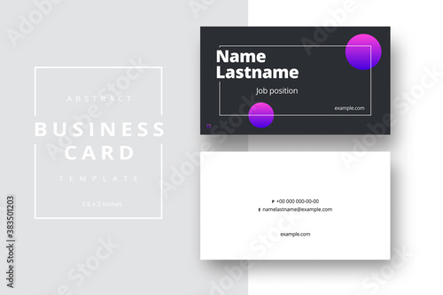 Trendy minimal abstract business card template. Modern corporate stationery id layout with geometric pattern. Vector fashion background design with information sample name text.