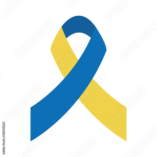 world down syndrome day, yellow and blue ribbon awareness flat style