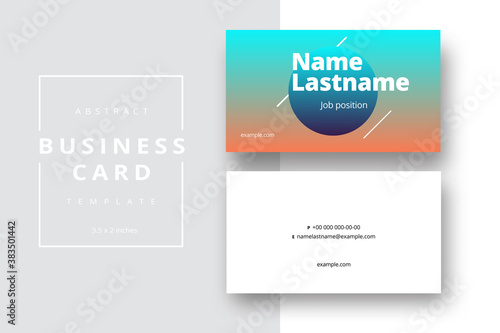 Trendy minimal abstract business card template. Modern corporate stationery id layout with geometric pattern. Vector fashion background design with information sample name text.