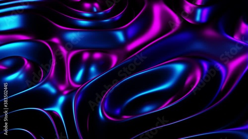 Wallpaper Mural Cyberpunk background neon style concept. Retro futuristic luminescent wave animation, colorful liquid filling with gradient relative to circumference.Abstract purple pink blue shiny glow. 3D rendering Torontodigital.ca