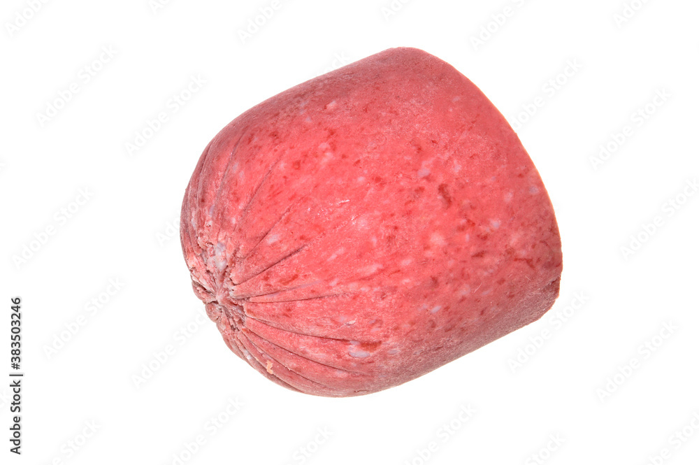 Naklejka premium piece of sausage isolated on white background
