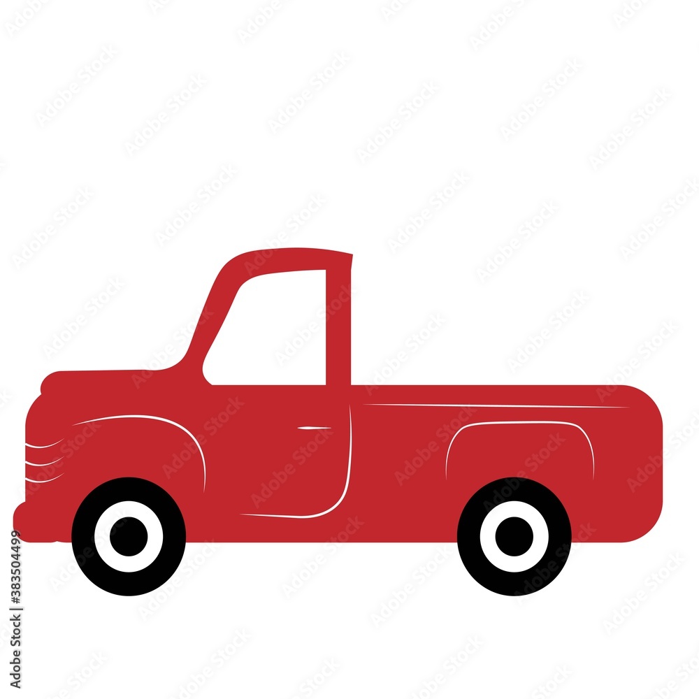 old red truck vector illustration