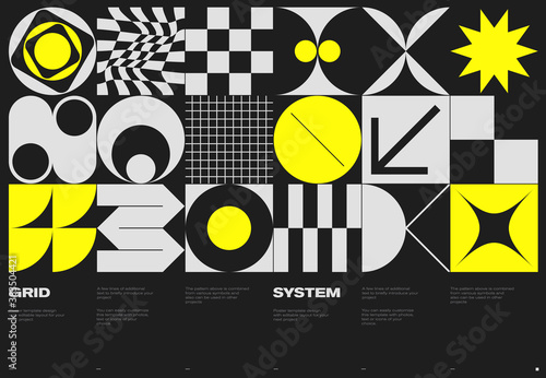 Swiss Poster Design Template With Abstract Geometric Shapes
