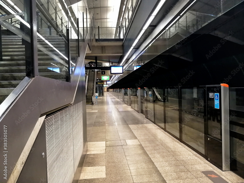 Fototapeta premium Empty Macquarie Park Metro Train Station during Pandemic