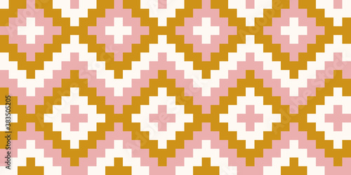 Ethno pattern gold white old rose seamless repeat pattern
