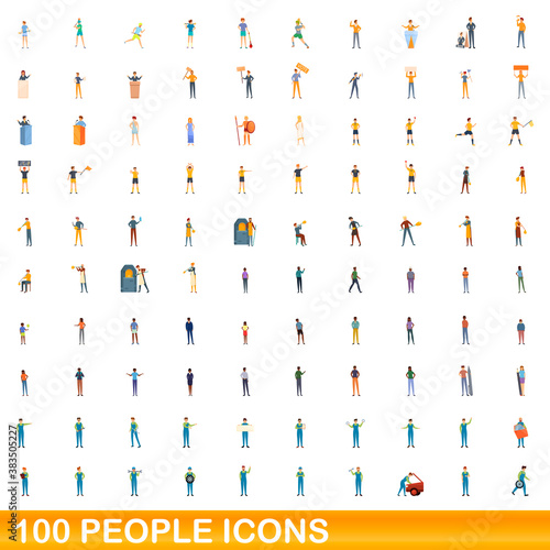 100 people icons set. Cartoon illustration of 100 people icons vector set isolated on white background