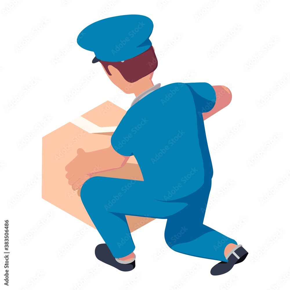 Mailman open parcel icon. Isometric of mailman open parcel vector icon for web design isolated on white background Mailman open parcel icon. Isometric of mailman open parcel vector icon for web design isolated on white background