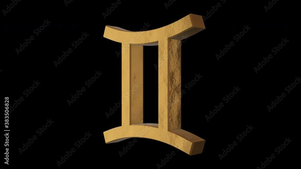 Gemini zodiac sign. Metal gold. Alpha channel Gemini zodiac sign. Metal gold. Alpha channel