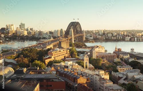 Aerial view of Sydney with Harbour Bridge, Australia