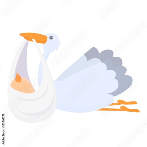 Family baby stork icon. Cartoon of family baby stork vector icon for web design isolated on white background
