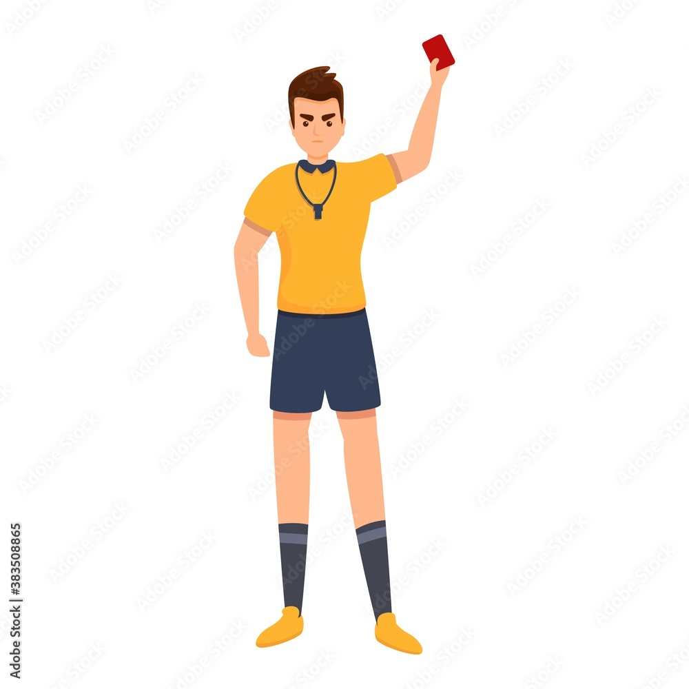 Referee show red card icon. Cartoon of referee show red card vector icon for web design isolated on white background