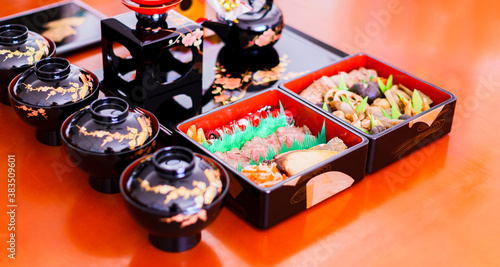 Japanese new year traditional food box