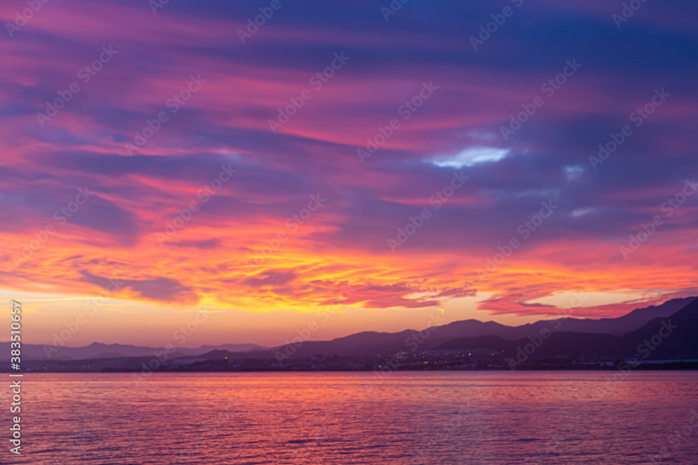 Colorful sunset over spanish cost 