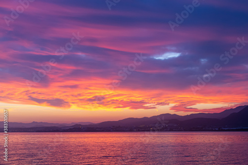 Colorful sunset over spanish cost 